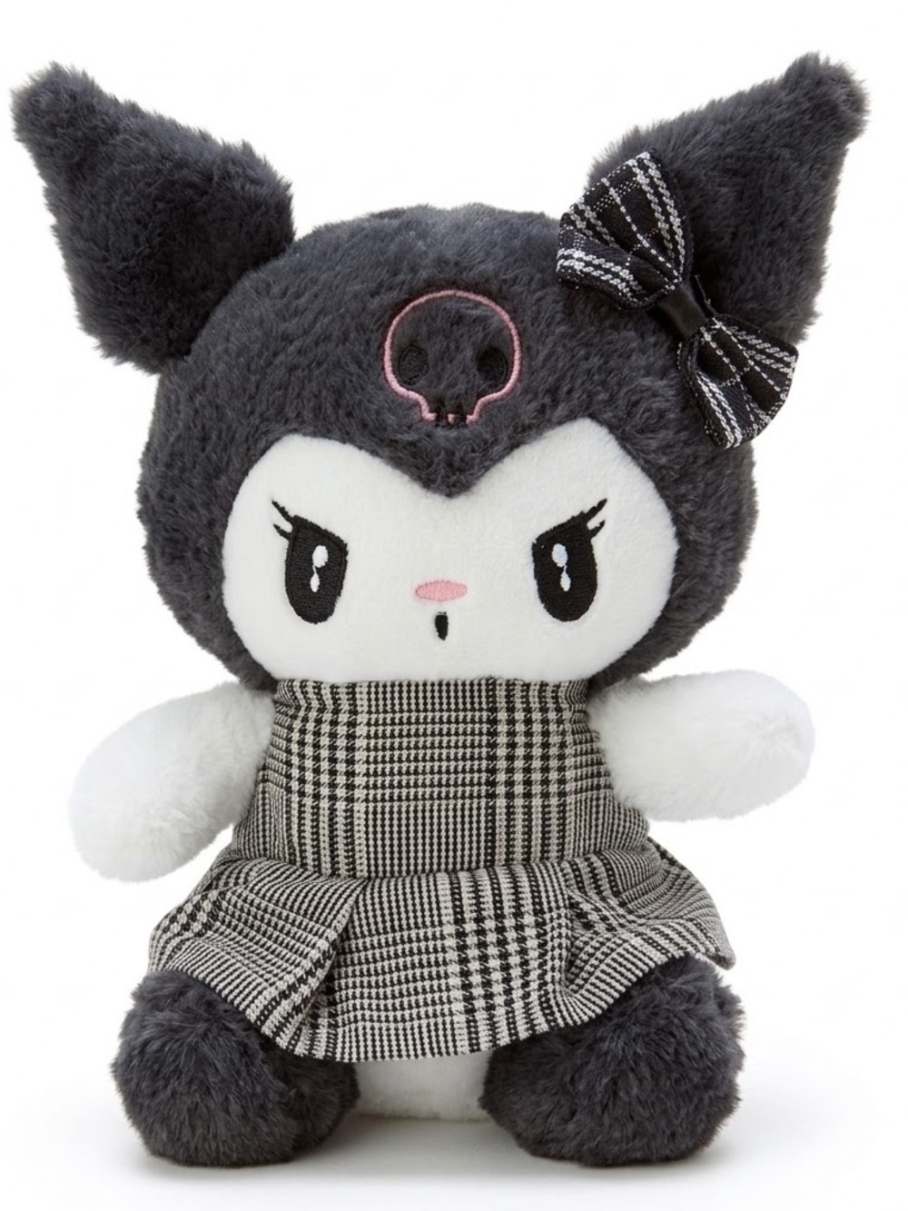 KUROMI Plaid Dress and Bow Plush 10” inches